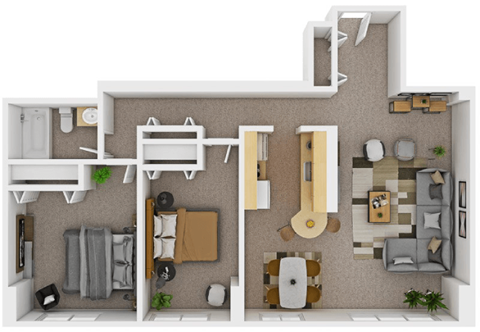 a floor plan of a house with a bedroom and a living room